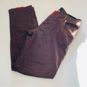 Kiton Napoli Pant Trouser Wool Brown Chestnut Button Front Closure Covered 32